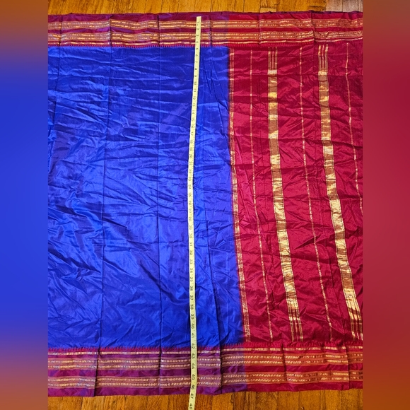 SILKY Indigo Blue and Wedding Red Saree - Picture 11 of 11